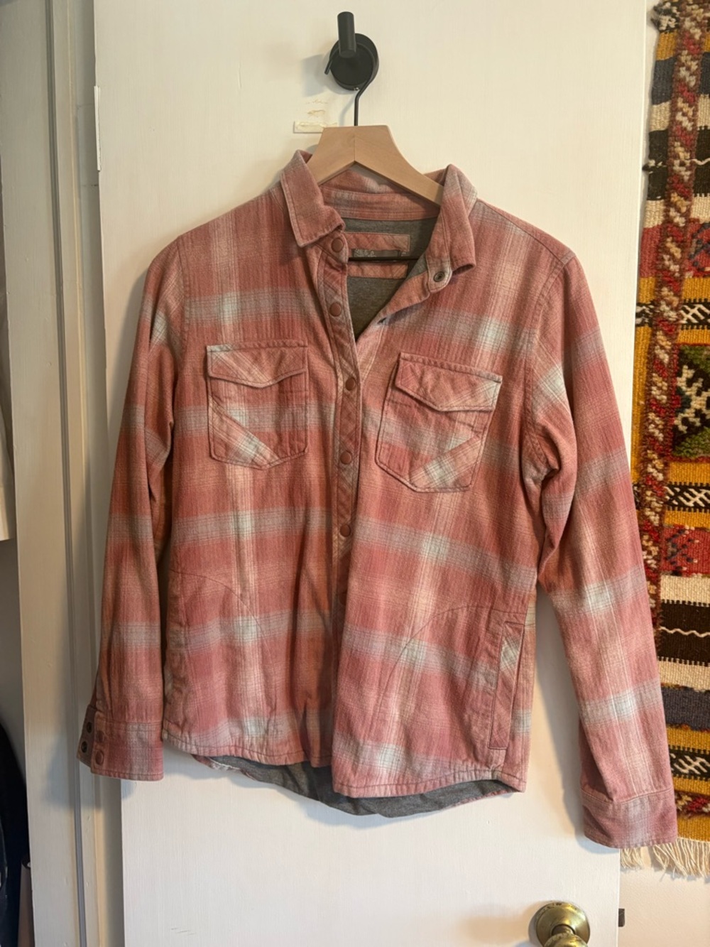Prana Pink Plaid Button-Up Jacket